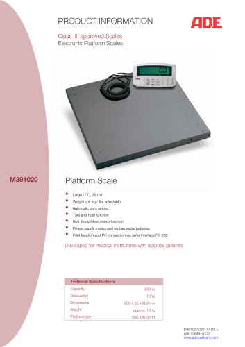 Electronic Platform and Bariatric Scale M301020