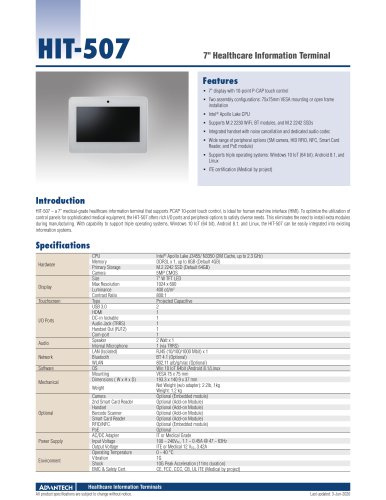 HIT-507 Healthcare Information Terminal - Datasheet