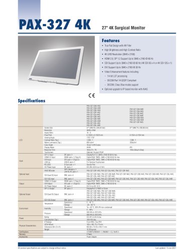 PAX-327 4K - Surgical Monitor - Datasheet