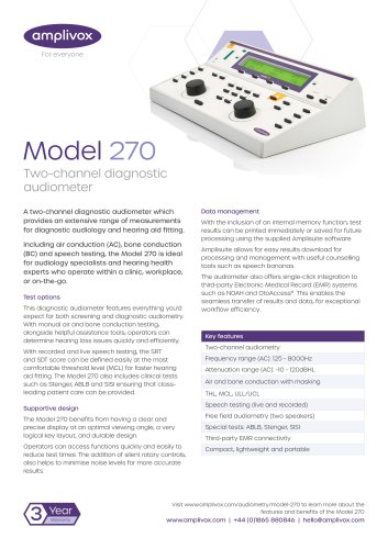 Model 270 Diagnostic Audiometer