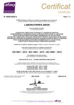 Laboratoires ANIOS ISO 9001 : 2021 ISO 14001:2015 - ISO 45001 : 2018/a - 1