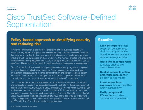 Cisco TrustSec Software-Defined Segmentation