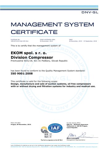 ISO 9001 certificate