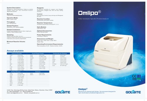 Specific Protein Analyzer Omlipo Brochure