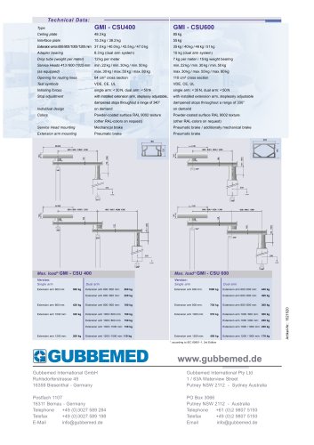 Deckenstativ CSU400 & CSU600