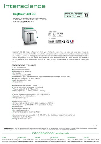 Fiche technique BagMixer 400 CC