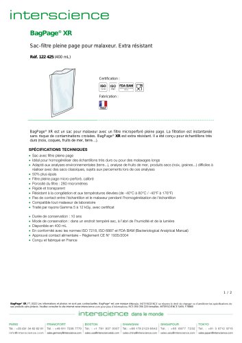 Fiche technique BagPage XR