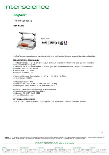 Fiche technique BagSeal