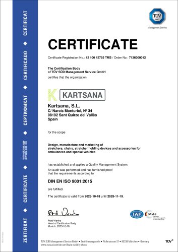 Certificate DIN EN ISO 9001 2015