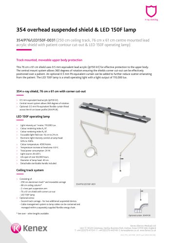 354 overhead suspended shield & LED 150F lamp