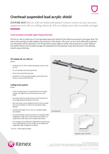 Overhead suspended lead acrylic shield