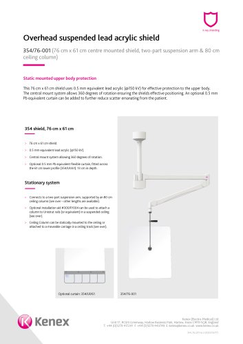 Overhead suspended lead acrylic shield