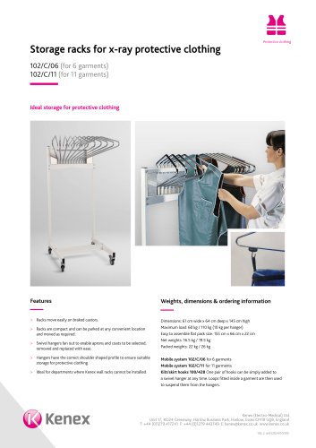 Storage racks for x-ray protective clothing