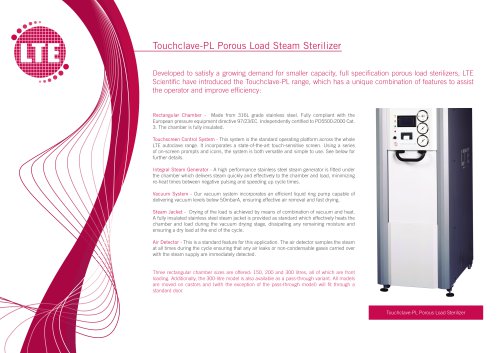 Touchclave-PL Porous Load Steam Sterilizer