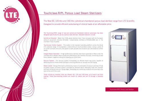 Touchclave-R/PL Porous Load Steam Sterilizers