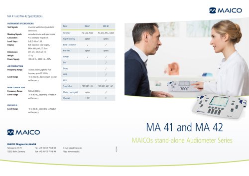 MA 41 and MA 42 Specifications