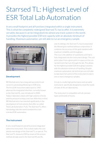 Starrsed TL: Highest Level of ESR Total Lab Automation