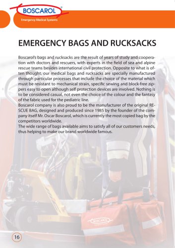 Catalogue Emergency Bags and Rucksacks