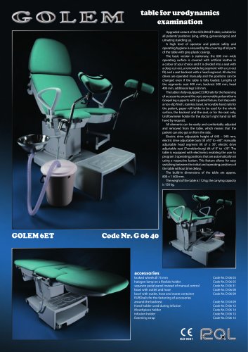 GOLEM 6ET URO urodynamic chair