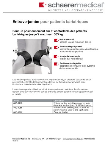 "Entrave-jambe pour patients bariatriques"