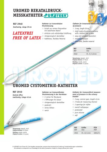 UROMED Catheter for Transrectal Measurement of Pressure PURgreen®