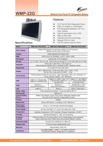 WMP-22G Fanless Kaby Lake 22" Hot-Swappable Battery