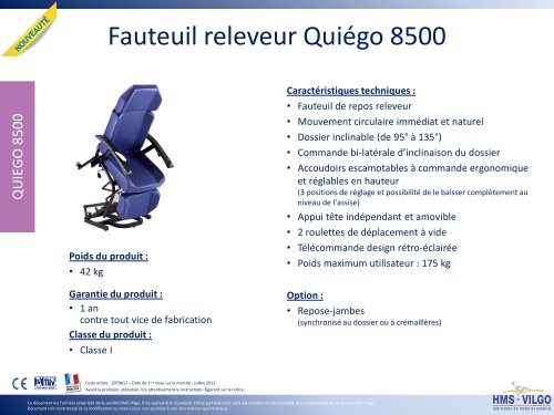 Fauteuil releveur Quiégo 8500