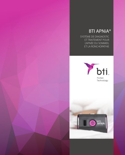 BTI Apnia® - Système de Diagnostic et Traitement pour L'Apnée du Sommeil et la Ronchopathie