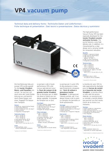 Vacuum Pump VP4-VP3 easy - Technical data and delivery forms