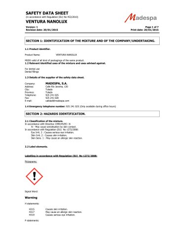 SAFETY DATA SHEET VENTURA NANOLUX