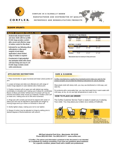 ELBOW SPLINTS - ELBOW ORTHOSIS W/R.O.M. HINGE