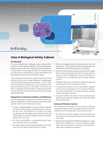 Infinity® Class II Microbiological Safety Cabinets (Australia)