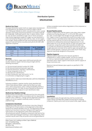 Distribution System Copper Pipe and Fittings HTM/ISO Specification Sheet