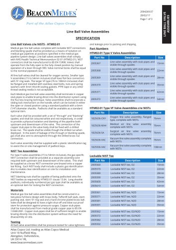 Line Ball Valve Assemblies HTM/ISO Specification Sheet