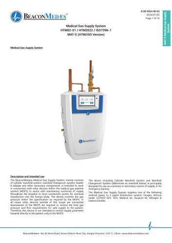 Medical Gas Supply System HTM02-01 / HTM2022 / ISO7396-1 MAT-S (HTM/ISO Version)