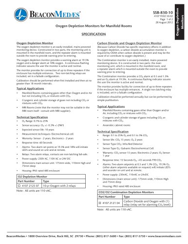 Oxygen Depletion Monitors for Manifold Rooms