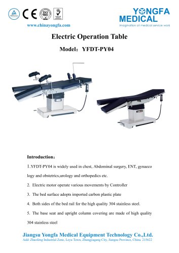 Catalog of YFDT-PY04-Electric Operation Table- YONGFA MEDICAL