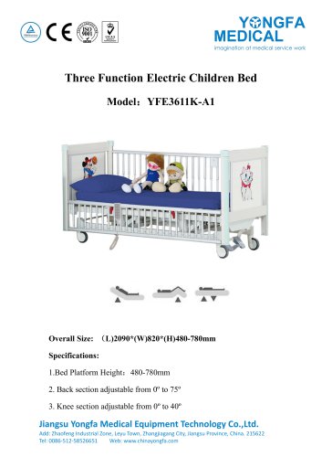 Catalog of YFE3611K-A1- Three Function Electric Childen  Bed  -- YONGFA MEDICAL