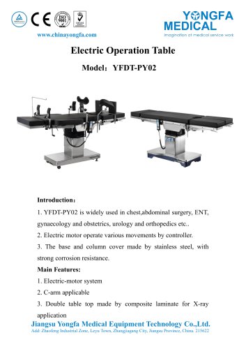 Catalog of YFST-Y02-Hydraulic Operation Table- YONGFA MEDICAL