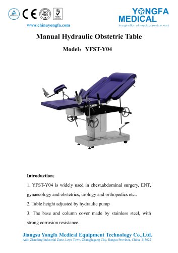 Catalog of YFST-Y04 Hydraulic Obstetric Table- YONGFA MEDICAL