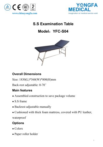 YFC-S04 S.S Examination Table