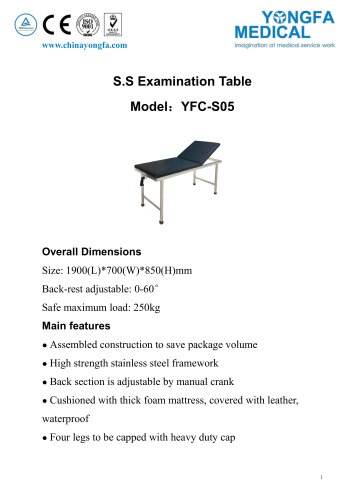 YFC-S05 S.S Examination Table