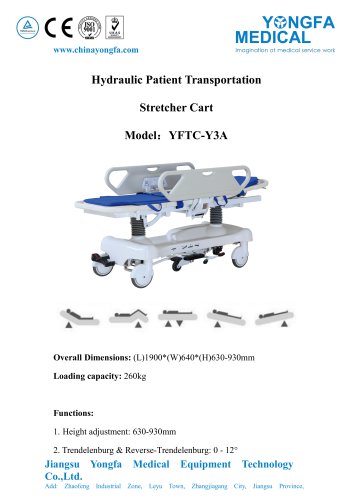 YFTC-Y3A-Hydraulic Patient Transportation Stretcher Cart