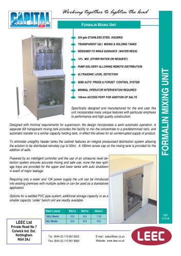 Formalin Mixing Unit brochure