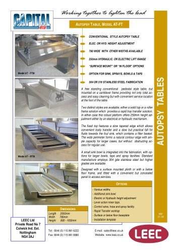 LEEC Autopsy tables brochure