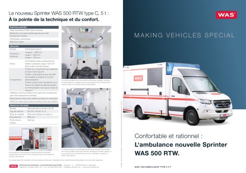 L´ambulance nouvelle Sprinter WAS 500 RTW
