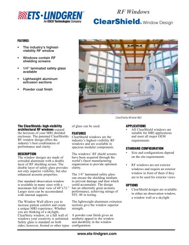 RF Windows ClearShield® Window Design RFWW datasheet