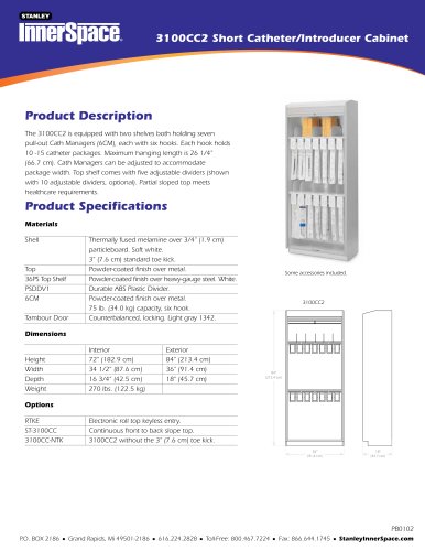 3100CC2 Short Catheter Introducer Cabinet Spec Shee