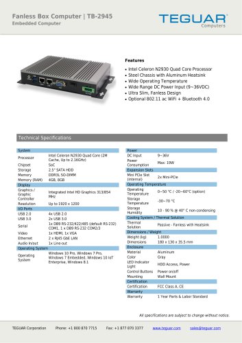 Fanless Box Computer | TB-2945