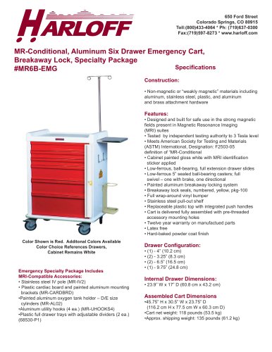 MR6B-EMG – ALUMINUM MR-CONDITIONAL EMERGENCY CART